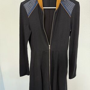 Maje Black Jacket with Gold and Blue Accents